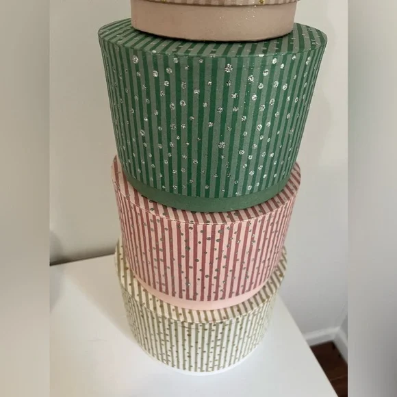 NWT 5- nesting stackable hat boxes decorative storage closet Christmas Decor - Picture 7 of 7